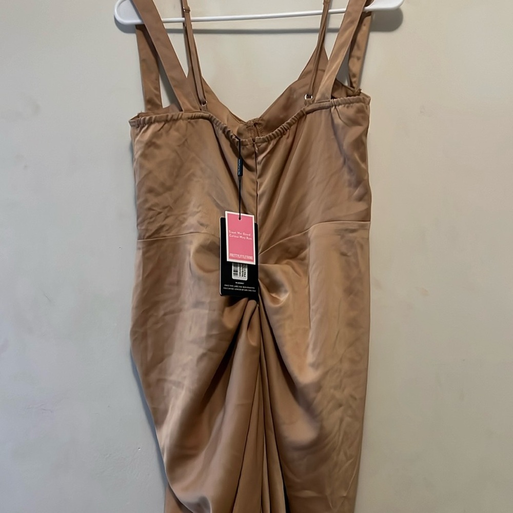 Pretty Little things-Mocha SatinUnderwired Gathred Skirt Midi - Picture 4 of 7